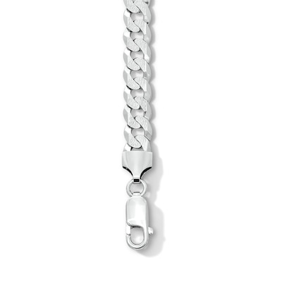 Solid Sterling Silver Diamond-Cut Pave Curb Chain Bracelet - 8.5 in.