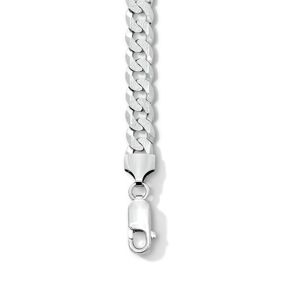 Solid Sterling Silver Diamond-Cut Pave Curb Chain Bracelet - 8.5 in.