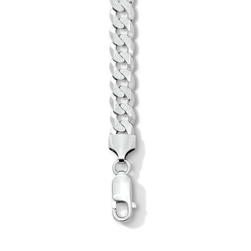 Main Image 2 of Solid Sterling Silver Diamond-Cut Pave Curb Chain Bracelet - 8.5 in.