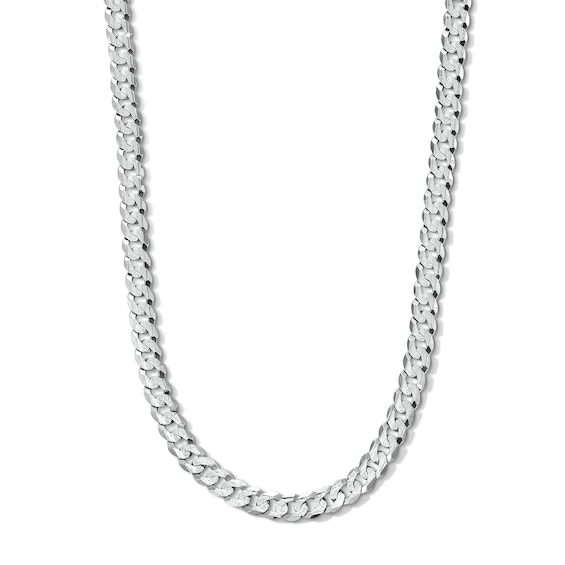 Solid Sterling Silver Diamond-Cut Pave Curb Chain - 22"