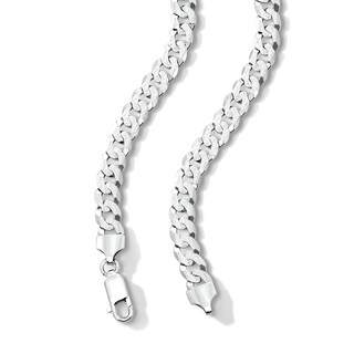 Solid Sterling Silver Diamond-Cut Pave Curb Chain - 22"