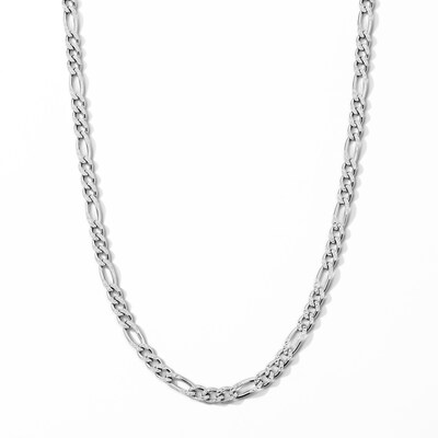 Solid Sterling Silver Diamond-Cut Figaro Chain - 22"