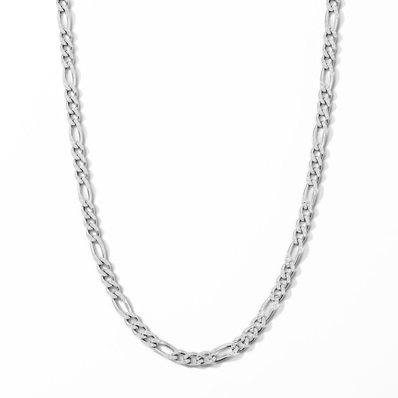 Solid Sterling Silver Diamond-Cut Figaro Chain - 22"