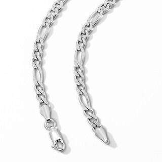 Solid Sterling Silver Diamond-Cut Figaro Chain - 22"