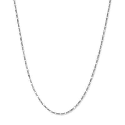 Solid Sterling Silver Diamond-Cut Station Curb Chain - 16"