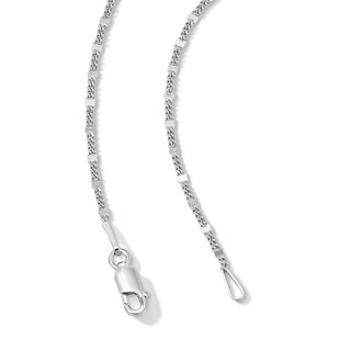 Solid Sterling Silver Diamond-Cut Station Curb Chain - 16"