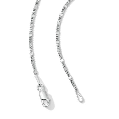 Solid Sterling Silver Diamond-Cut Station Curb Chain - 16"