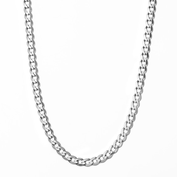 Solid Sterling Silver 4.65mm Diamond-Cut Flat Curb Chain - 20"