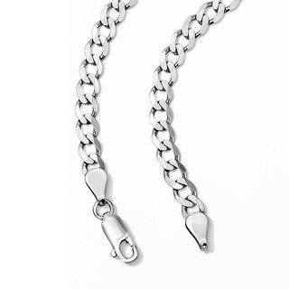 Solid Sterling Silver 4.65mm Diamond-Cut Flat Curb Chain - 20"