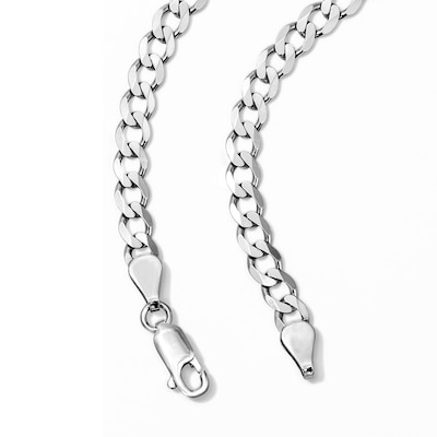 Solid Sterling Silver 4.65mm Diamond-Cut Flat Curb Chain - 20"