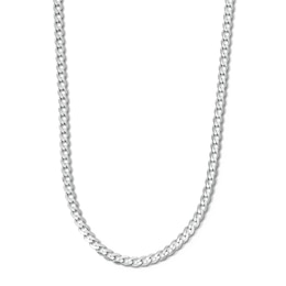 Solid Sterling Silver Diamond-Cut Curb Chain - 22"