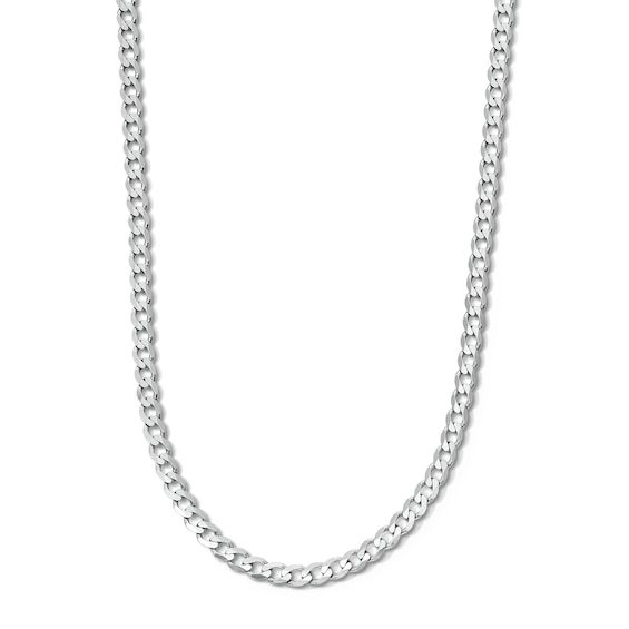 Solid Sterling Silver Diamond-Cut Curb Chain - 22"