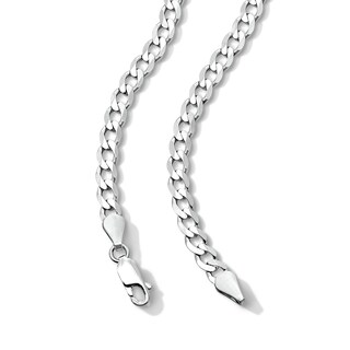 Solid Sterling Silver Diamond-Cut Curb Chain - 22"