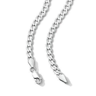 Solid Sterling Silver Diamond-Cut Curb Chain - 22"