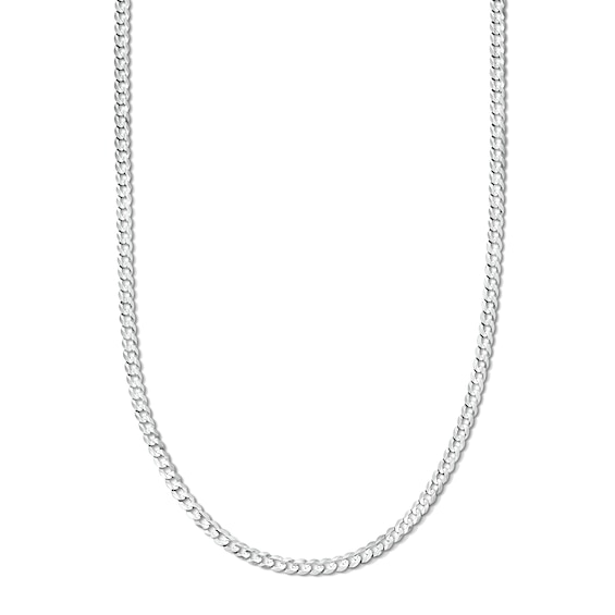 Solid Sterling Silver Diamond-Cut Cuban Curb Chain - 26"