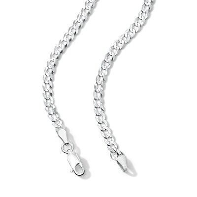 Solid Sterling Silver Diamond-Cut Cuban Curb Chain - 26"