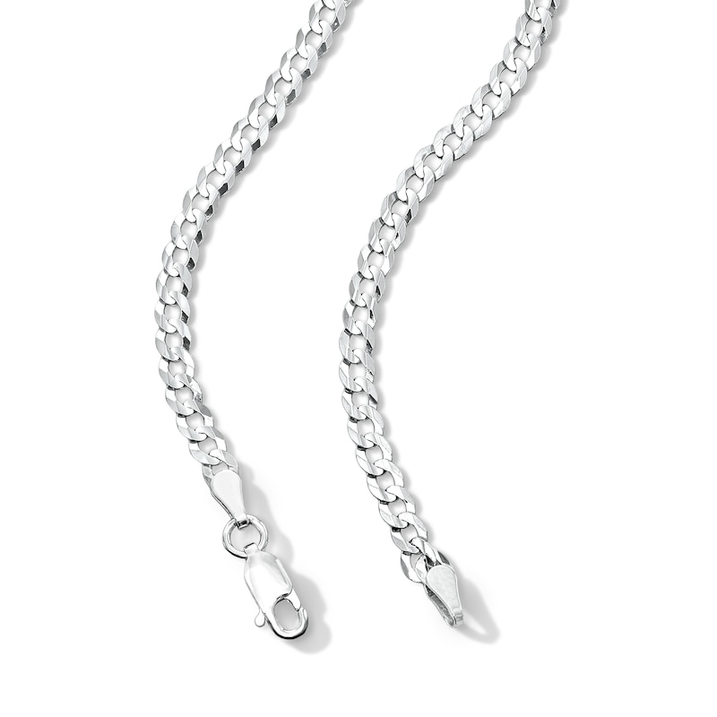 Main Image 2 of Solid Sterling Silver Diamond-Cut Cuban Curb Chain - 26"