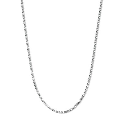 Solid Sterling Silver Diamond-Cut Curb Chain - 18"