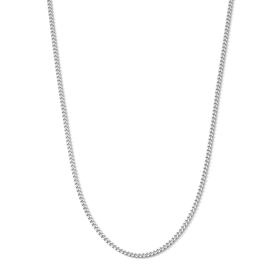 Solid Sterling Silver Diamond-Cut Curb Chain - 18"