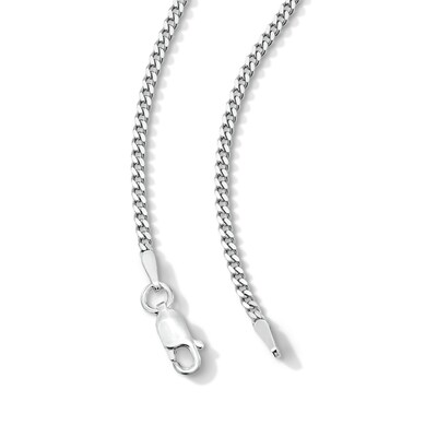 Solid Sterling Silver Diamond-Cut Curb Chain - 18"