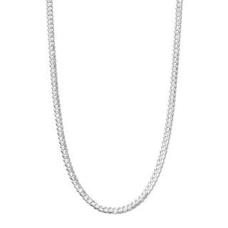 Solid Sterling Silver Diamond-Cut Cuban Curb Chain - 24"