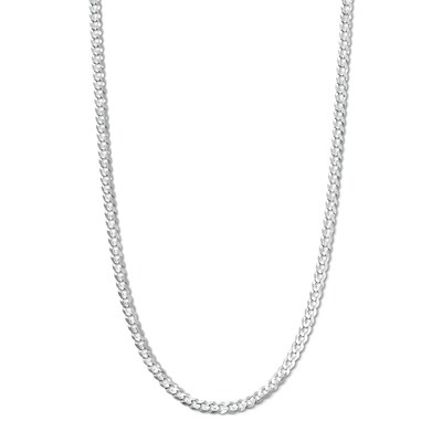 Solid Sterling Silver Diamond-Cut Cuban Curb Chain - 24"