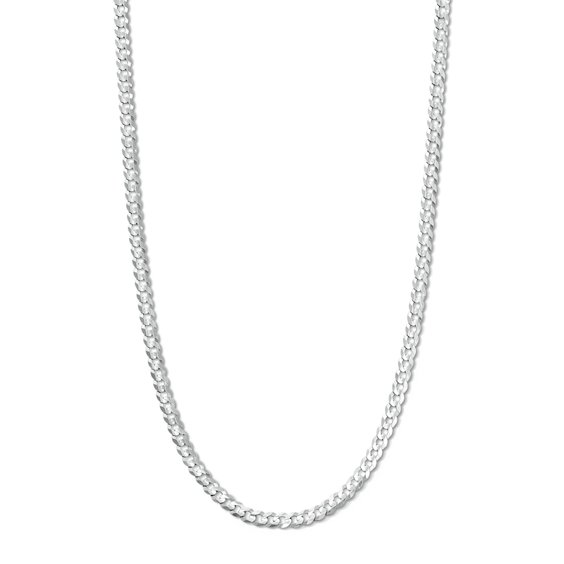 Main Image 1 of Solid Sterling Silver Diamond-Cut Cuban Curb Chain - 24"