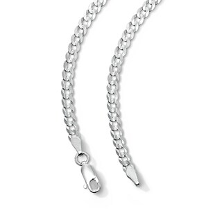 Solid Sterling Silver Diamond-Cut Cuban Curb Chain - 24"