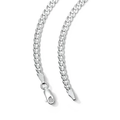 Solid Sterling Silver Diamond-Cut Cuban Curb Chain - 24"