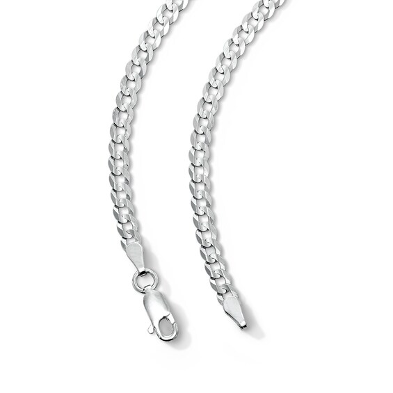 Solid Sterling Silver Diamond-Cut Cuban Curb Chain - 24"