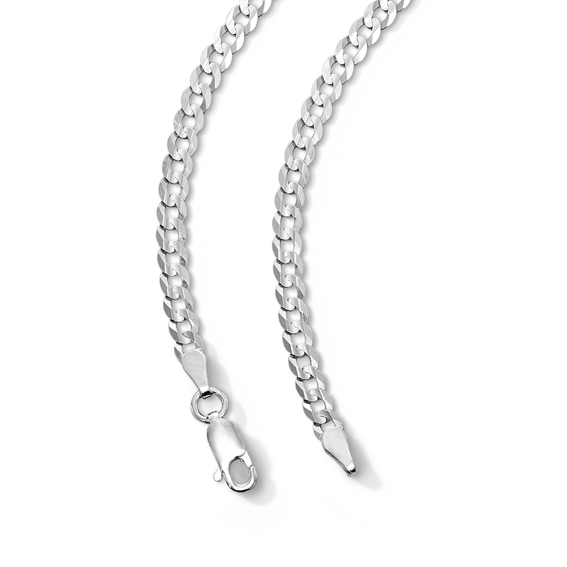 Main Image 2 of Solid Sterling Silver Diamond-Cut Cuban Curb Chain - 24"