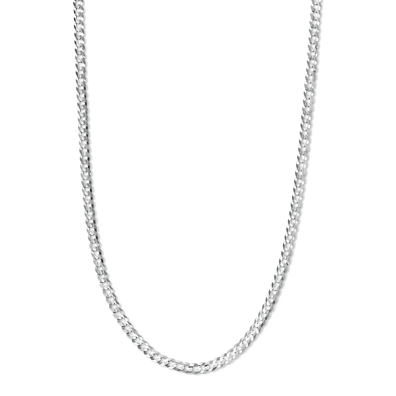Main Image 1 of Solid Sterling Silver Diamond-Cut Cuban Curb Chain - 22"