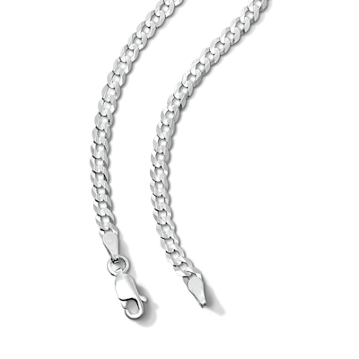 Solid Sterling Silver Diamond-Cut Cuban Curb Chain - 22"