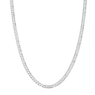 Solid Sterling Silver Diamond-Cut Cuban Curb Chain - 18"