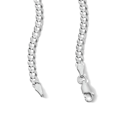Solid Sterling Silver Diamond-Cut Cuban Curb Chain - 18"