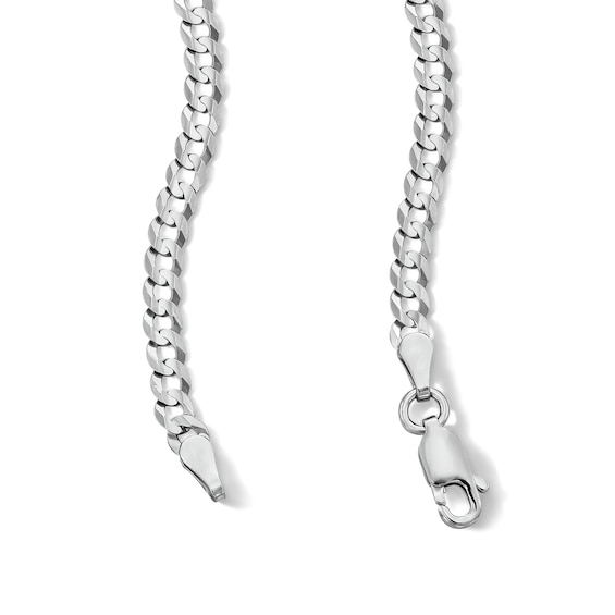 Solid Sterling Silver Diamond-Cut Cuban Curb Chain - 18"