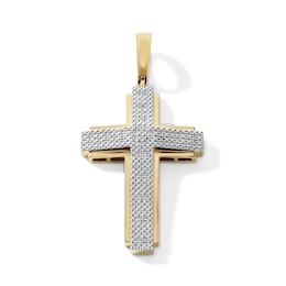 14K Gold Plated 1/20 CT. T.W.  Lab-Grown Diamond Cross Necklace Charm