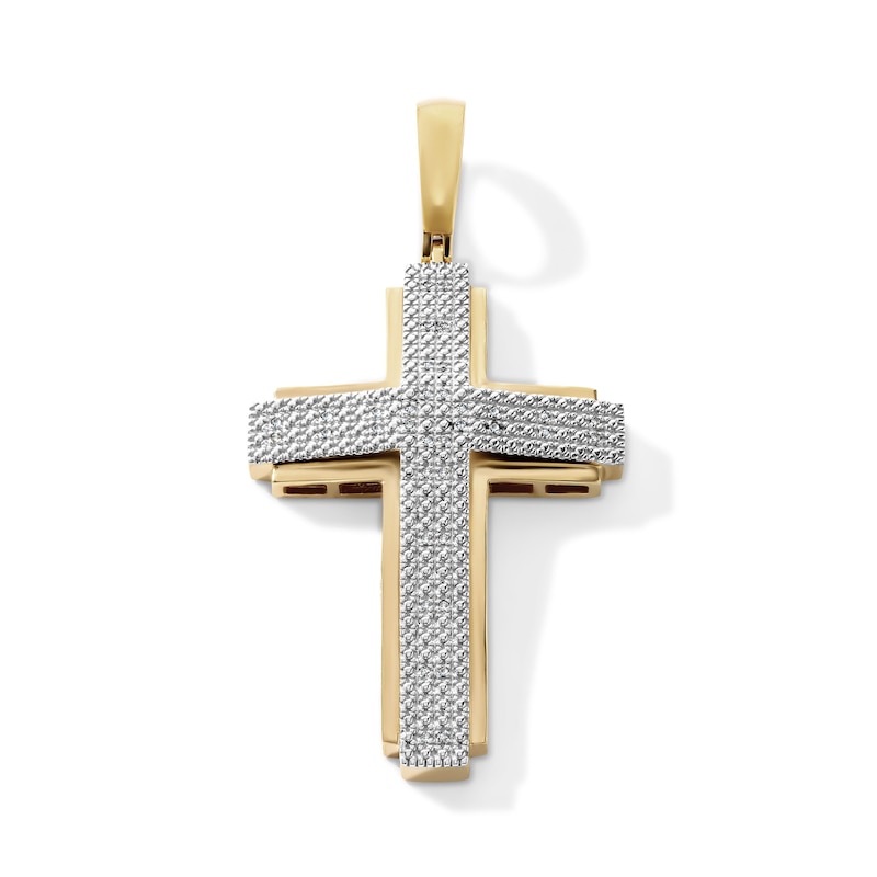 14K Gold Plated 1/20 CT. T.W.  Lab-Grown Diamond Cross Necklace Charm