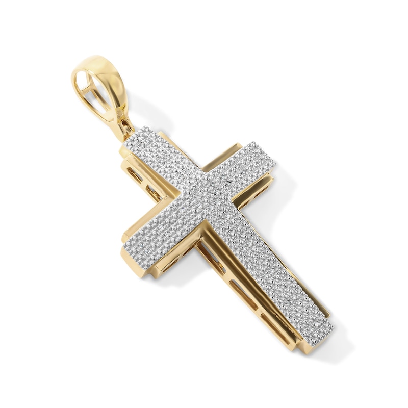 14K Gold Plated 1/20 CT. T.W.  Lab-Grown Diamond Cross Necklace Charm