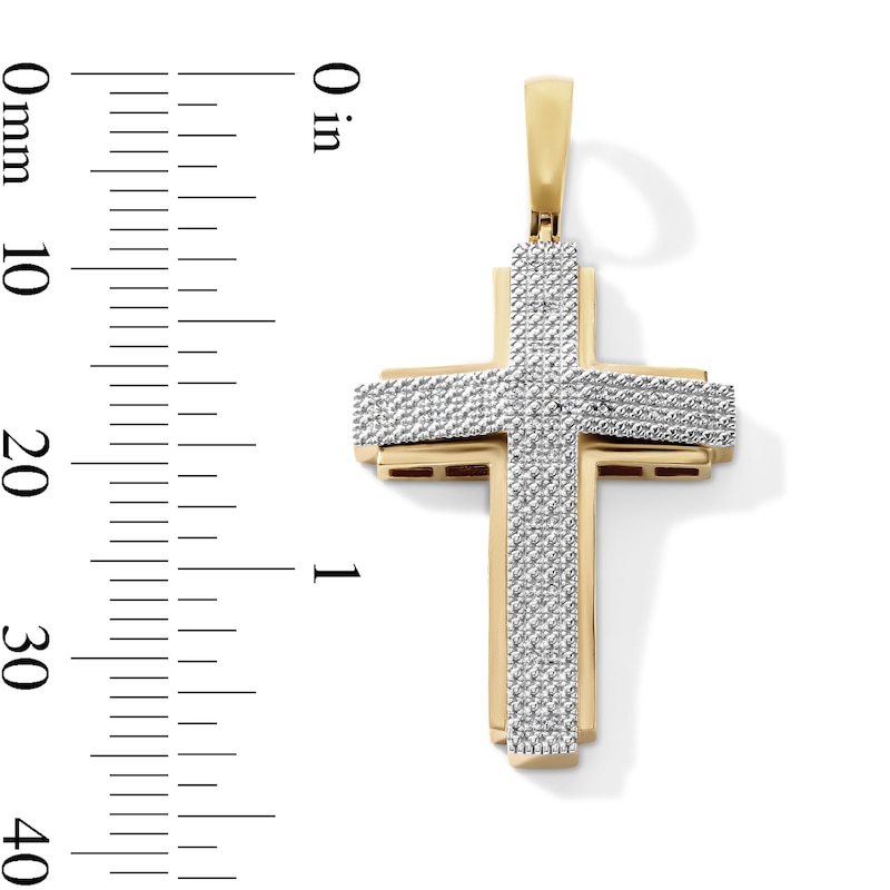 14K Gold Plated 1/20 CT. T.W.  Lab-Grown Diamond Cross Necklace Charm