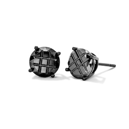 Black Rhodium Plated Black CZ 9-Cut Round Studs