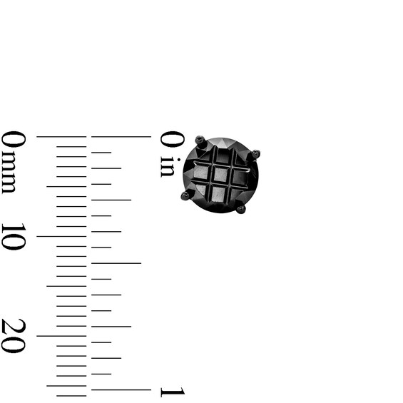 Solid Sterling Silver with Black Rhodium 8mm Black CZ 9-Cut Round Studs