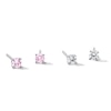Thumbnail Image 1 of Solid Sterling Silver Pink and Clear CZ Round Solitaire Studs Set