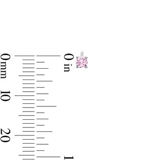 Solid Sterling Silver Pink and Clear CZ Round Solitaire Studs Set