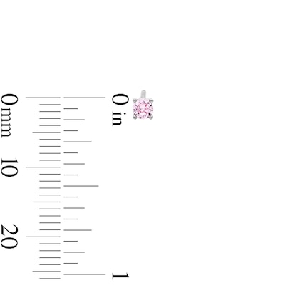 Solid Sterling Silver Pink and Clear CZ Round Solitaire Studs Set