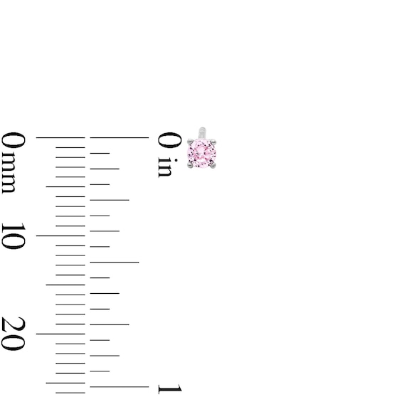 Solid Sterling Silver Pink and Clear CZ Round Solitaire Studs Set