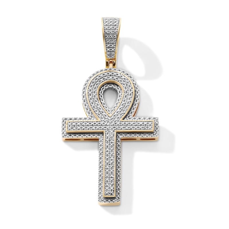 14K Gold Plated Lab-Grown Diamond Accent Ankh Necklace Charm