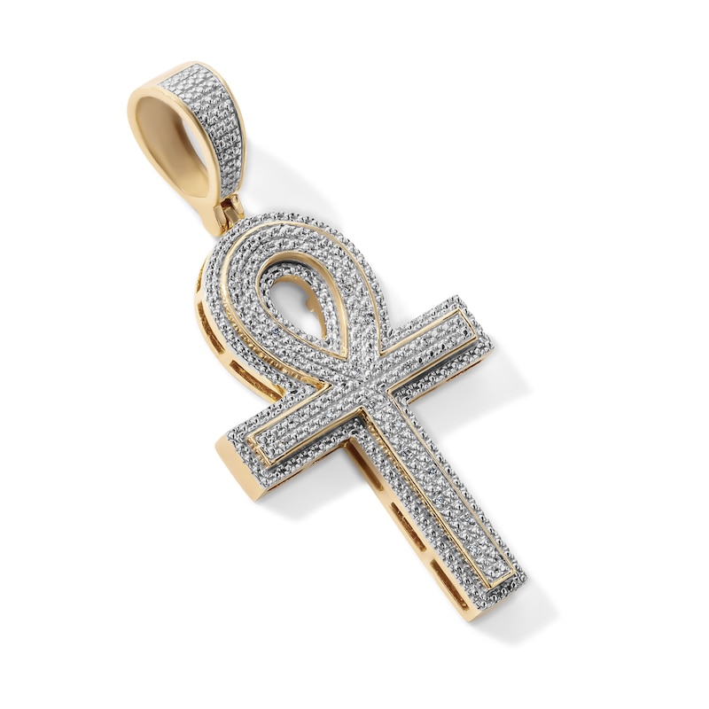 14K Gold Plated Lab-Grown Diamond Accent Ankh Necklace Charm