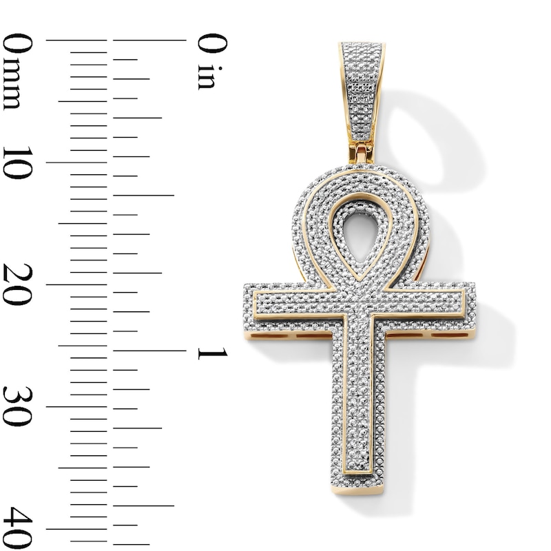 14K Gold Plated Lab-Grown Diamond Accent Ankh Necklace Charm