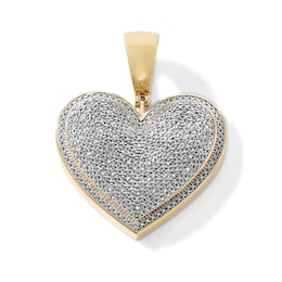 14K Gold Plated 1/10 CT. T.W. Lab-Grown Diamond Pavé Heart Necklace Charm